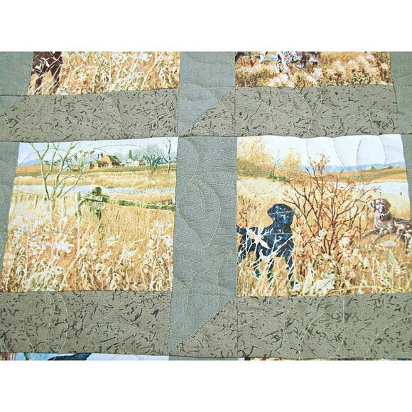 The Great Outdoors Small Quilt Hunting Dogs Fish Wildlife Farmhouse 20.5x25.5" - Picture 10 of 10